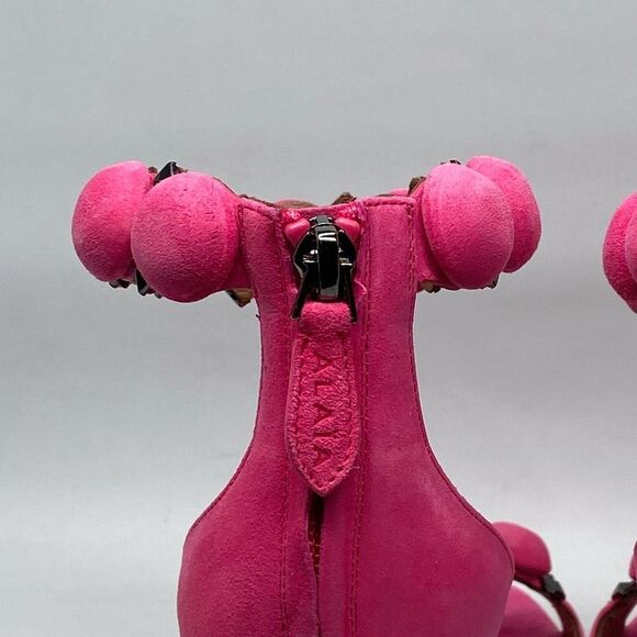 Alaia Bombe 90 Ankle-Strap Studded Suede Leather Sandals size 38.5 - Picture 10 of 16